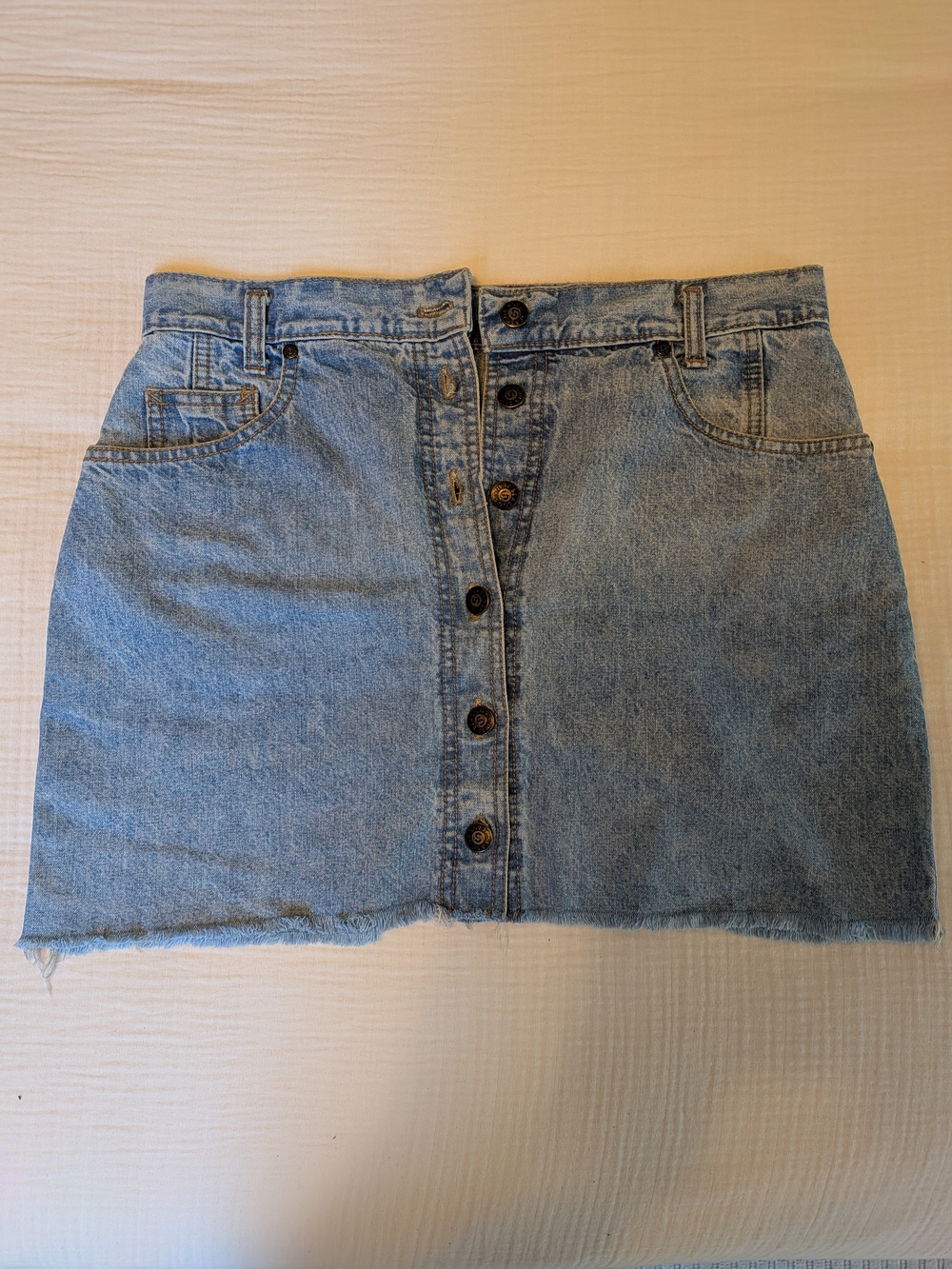 Vintage Button-Front Denim Mini Skirt